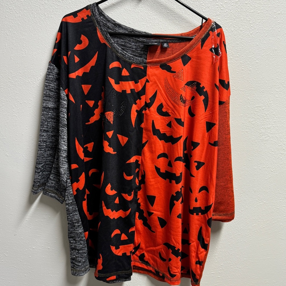 NWT! ONQUE CASUALS 3/4 SLEEVE HALLOWEEN TOP LADIES PLUS SIZE 1X